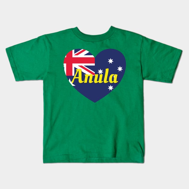 Anula NT Australia Australian Flag Heart Kids T-Shirt by DPattonPD